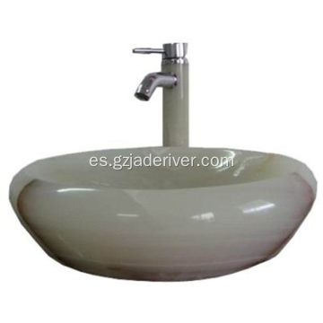 Lavabo de baño de piedra de jade de aspecto lujoso